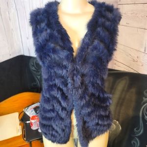 Metric Knits 100% Rabbit fur vest - Navy